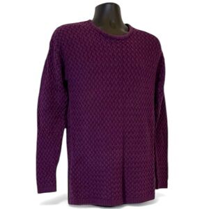 Lands’ End Purple Drifter Textured Cable Knit Cotton Sweater Women’s M